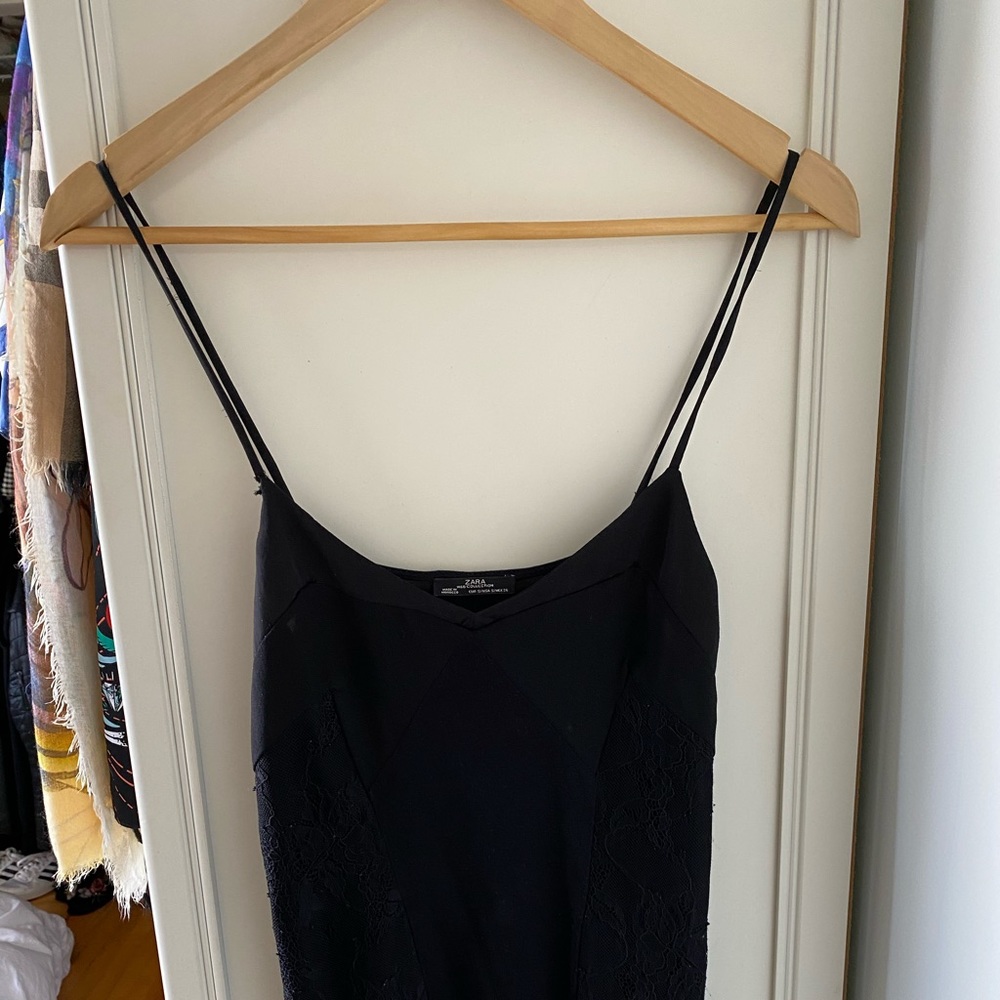 Zara Black Blouse Top with Lace Detail - Picture 2 of 5